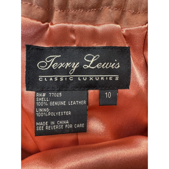 Vintage WesternTerry Lewis Rustic Distressed Genuine Leather Skirt Peach Size 10 - Picture 7 of 12